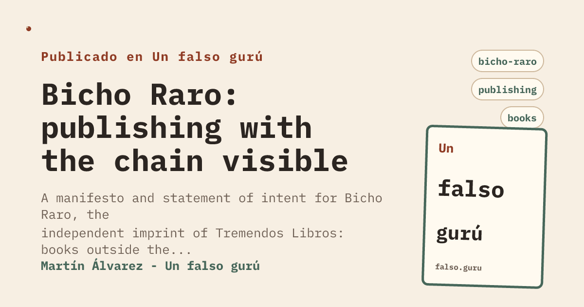 Featured image for Bicho Raro: publishing with the chain visible